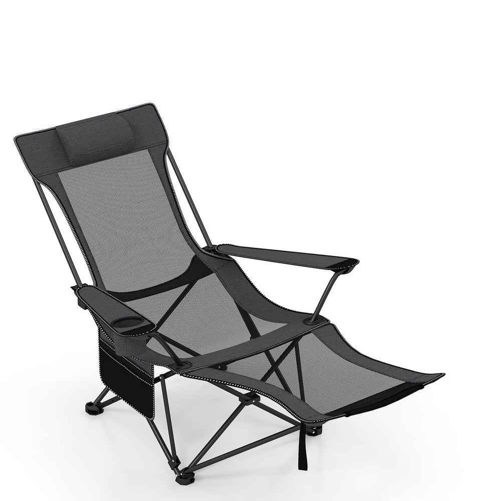 Goplus reclining camping chair with detachable footrest for versatile outdoor seating.