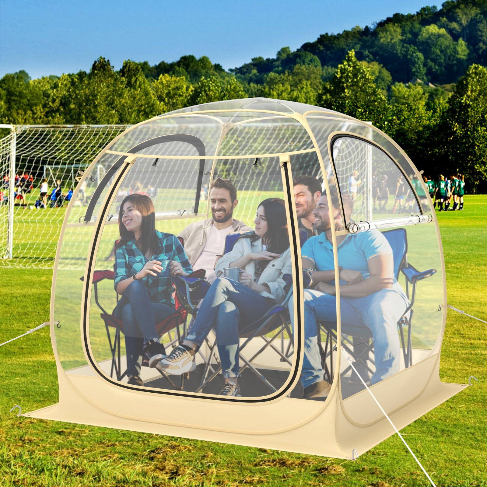 Goplus Sports Tent setup image showing instant pop-up efficiency.