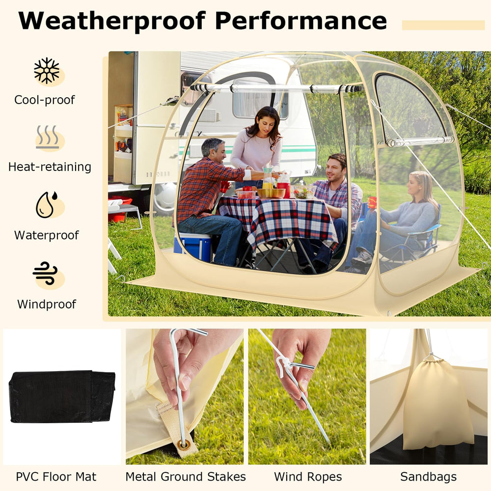 Goplus Sports Tent double-layer mesh ventilation improves airflow.