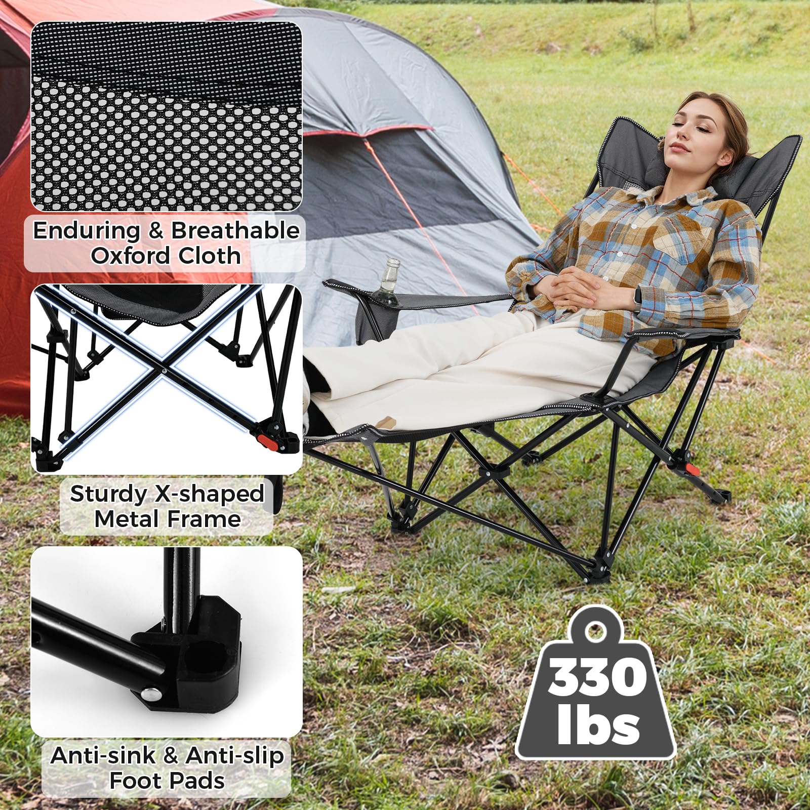 Side storage pocket and cup holder for essentials.