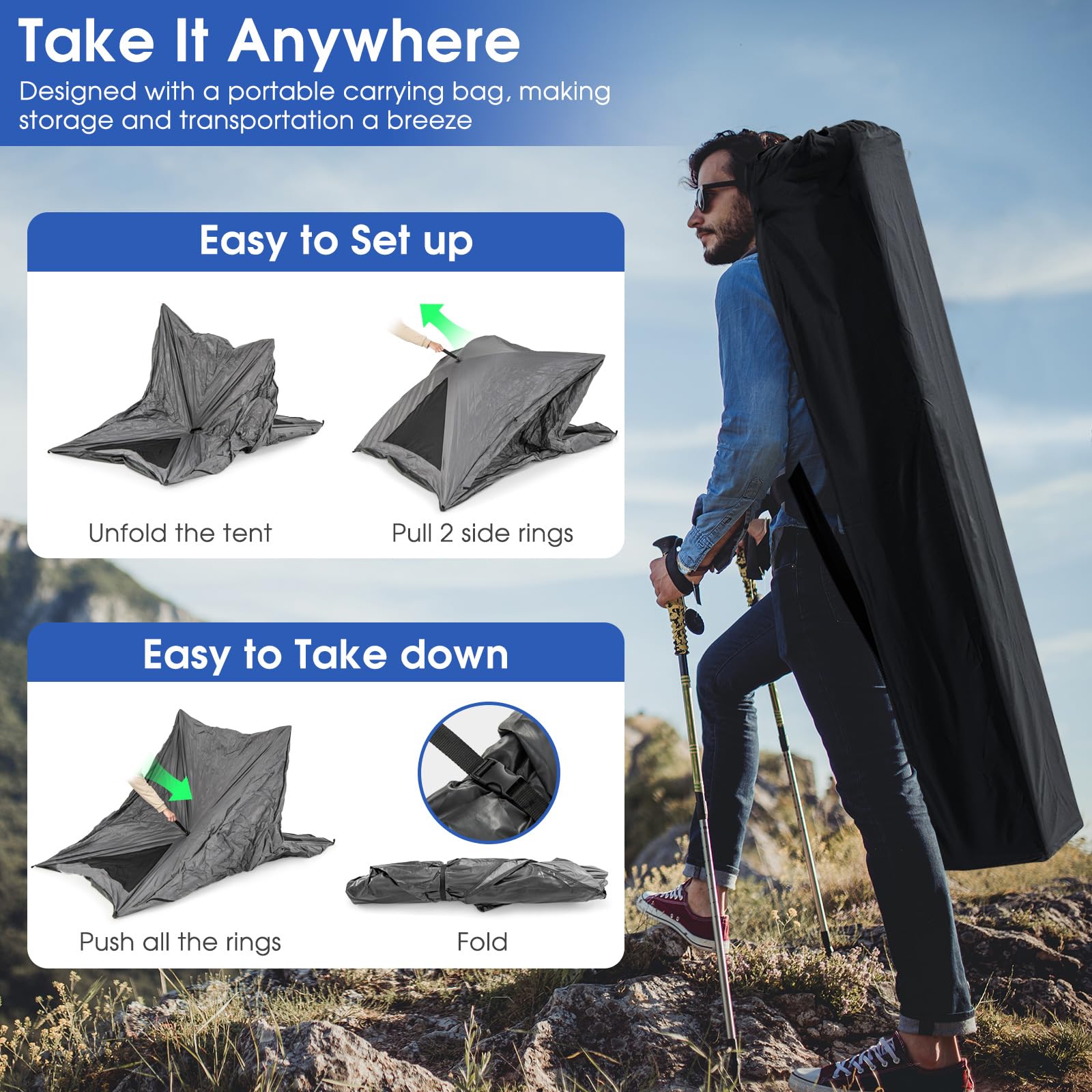 Goplus sturdy fiberglass poles provide reliable support