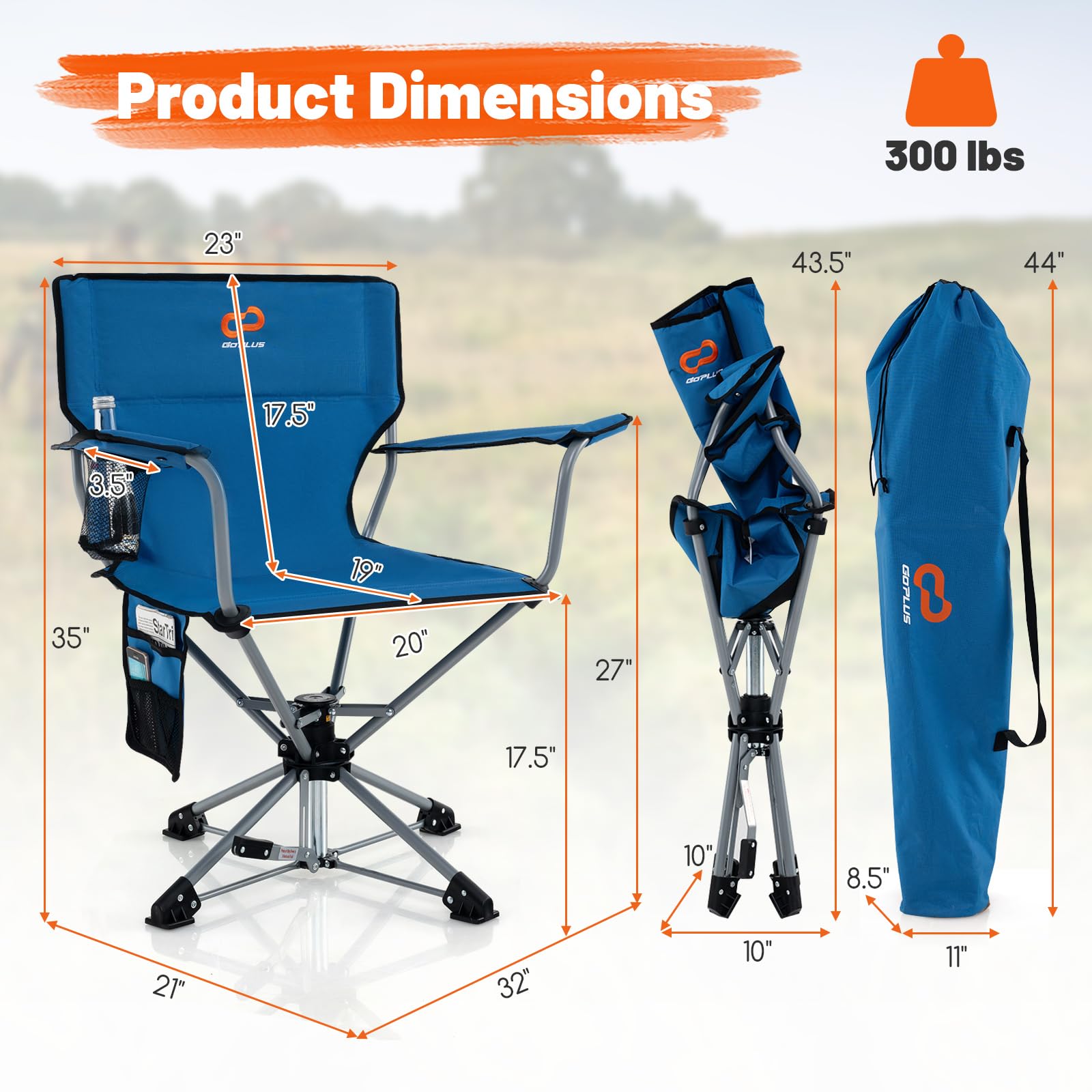Goplus folding action chair compactly folds for easy transport.