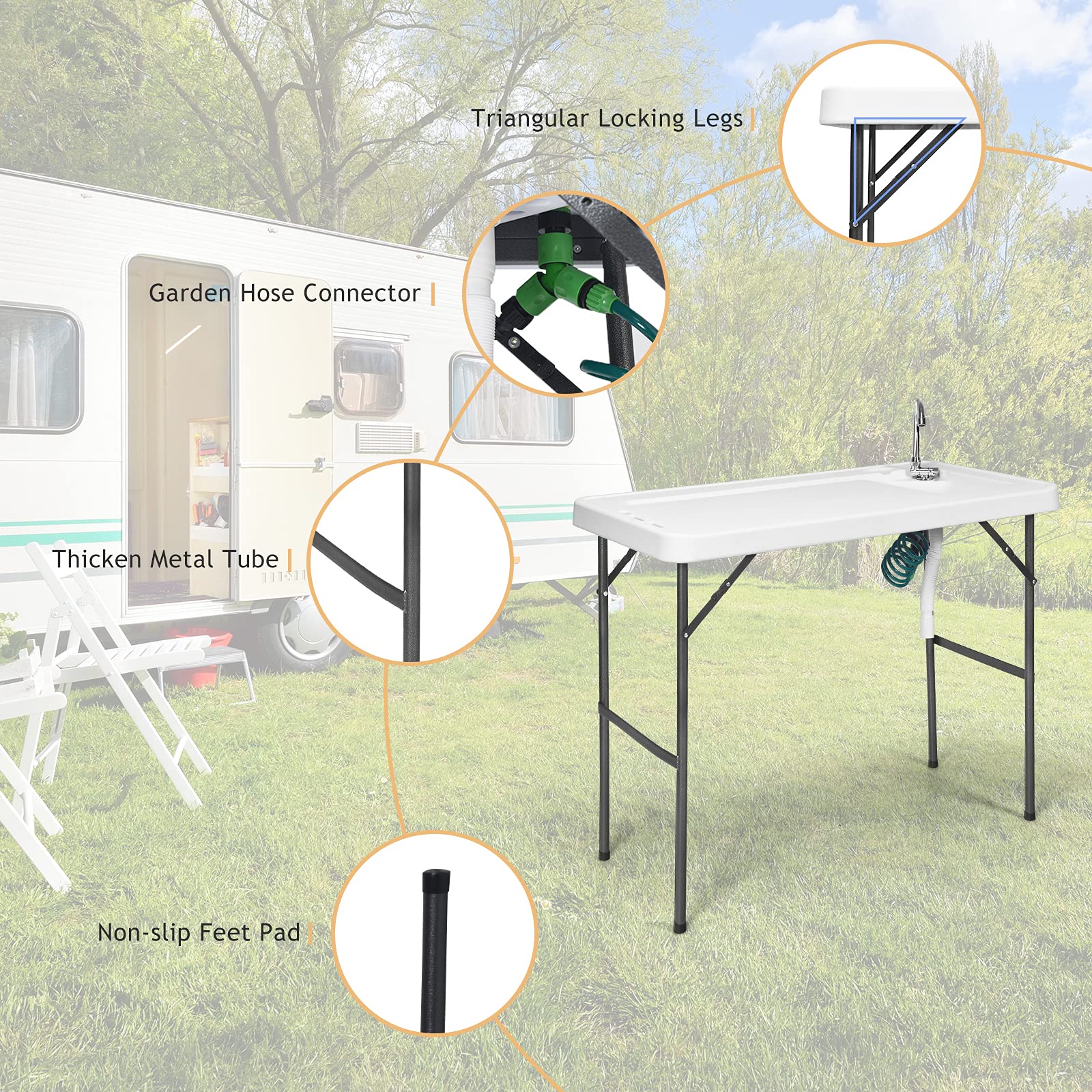 Goplus sturdy frame with triangular supports and non-slip feet