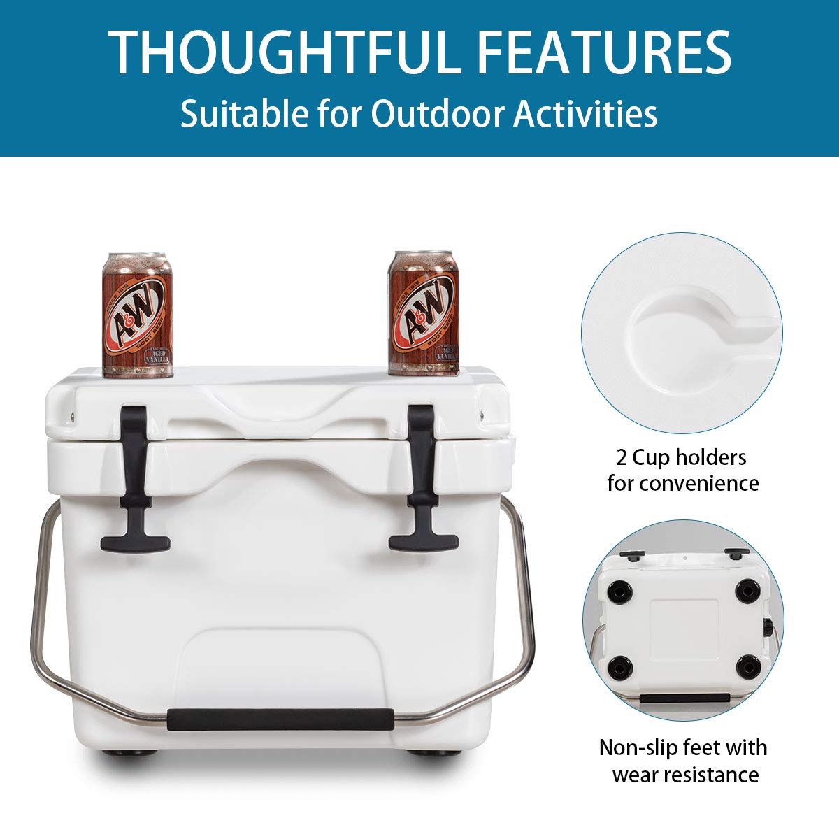 Goplus cooler includes 2 cup holders for beverages