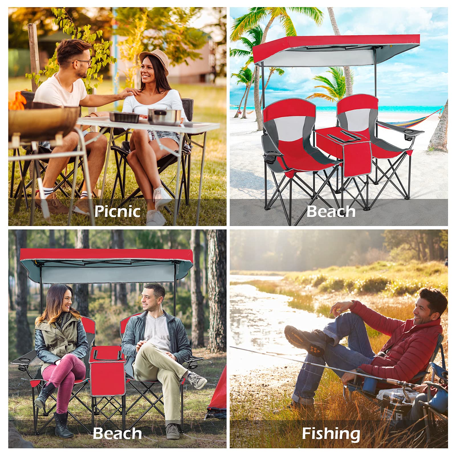 Goplus two-person outdoor chair invites shared moments by the water.
