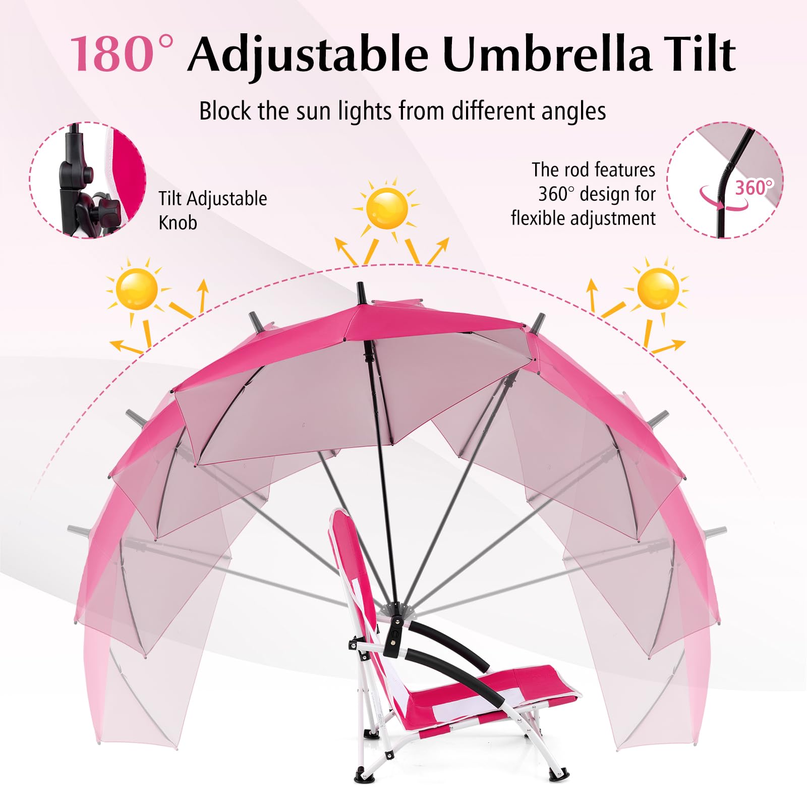 Goplus umbrella tilt reaches 180 degrees to block sun from any angle