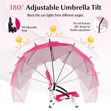 Goplus umbrella tilt reaches 180 degrees to block sun from any angle