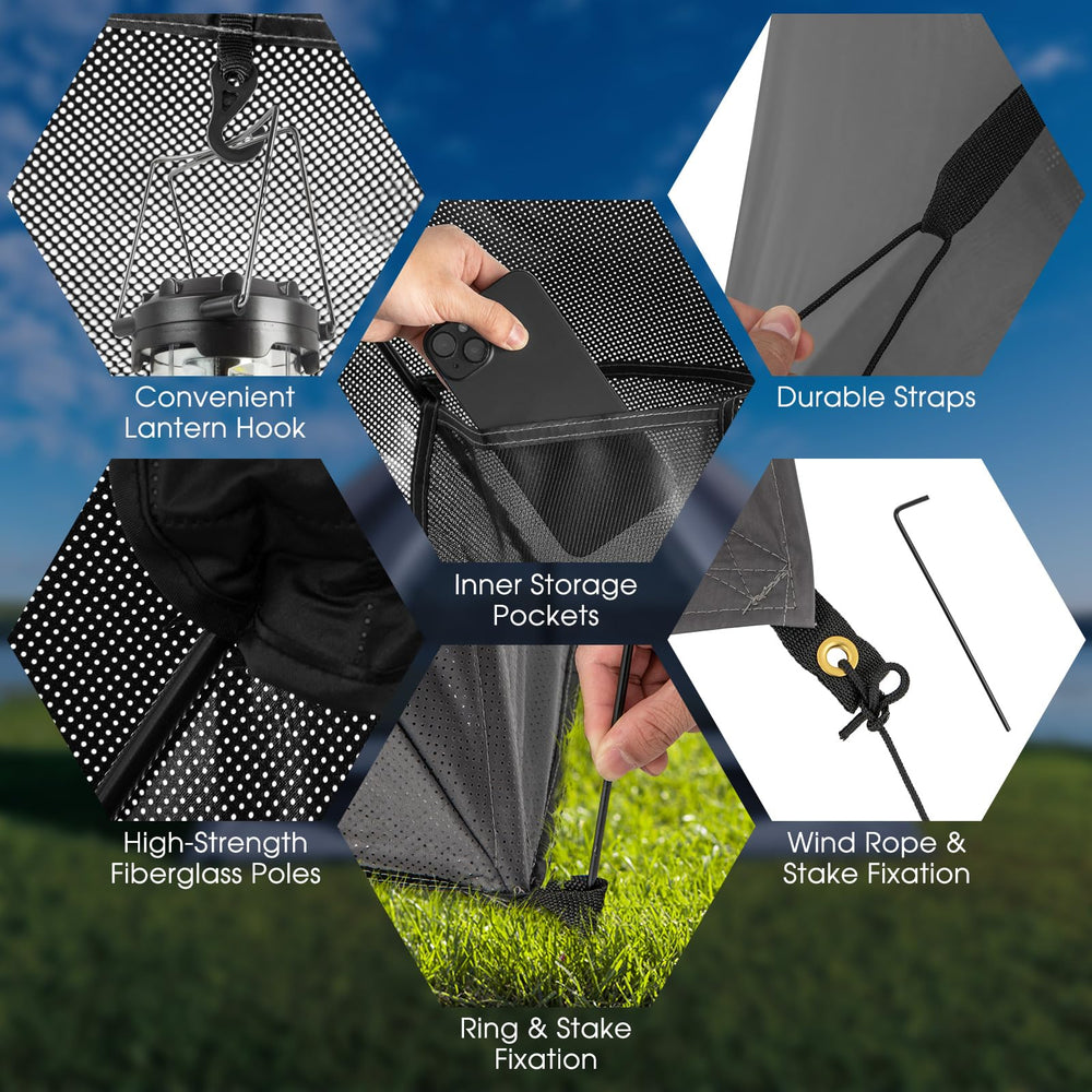 Goplus ventilation mesh windows promote airflow inside the tent