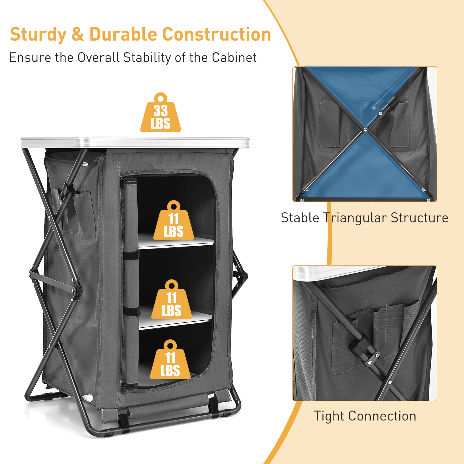 Goplus waterproof Oxford cloth and MDF tabletop protect items outdoors