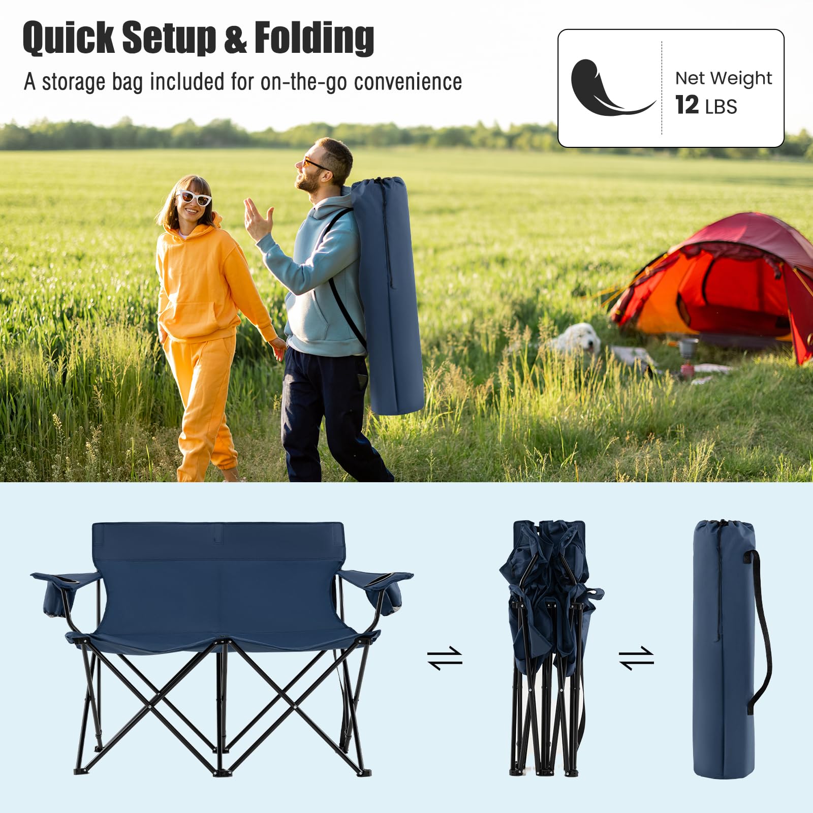 Goplus weight capacity 660 lbs supports friends and family securely.