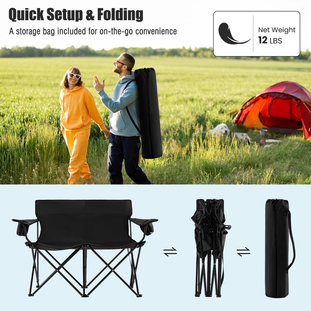 Goplus wide armrests enhance relaxed seating for two