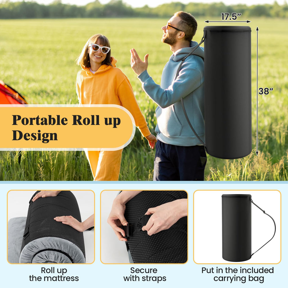 Goplus zippered, machine-washable cover allows quick cleanup after trips.