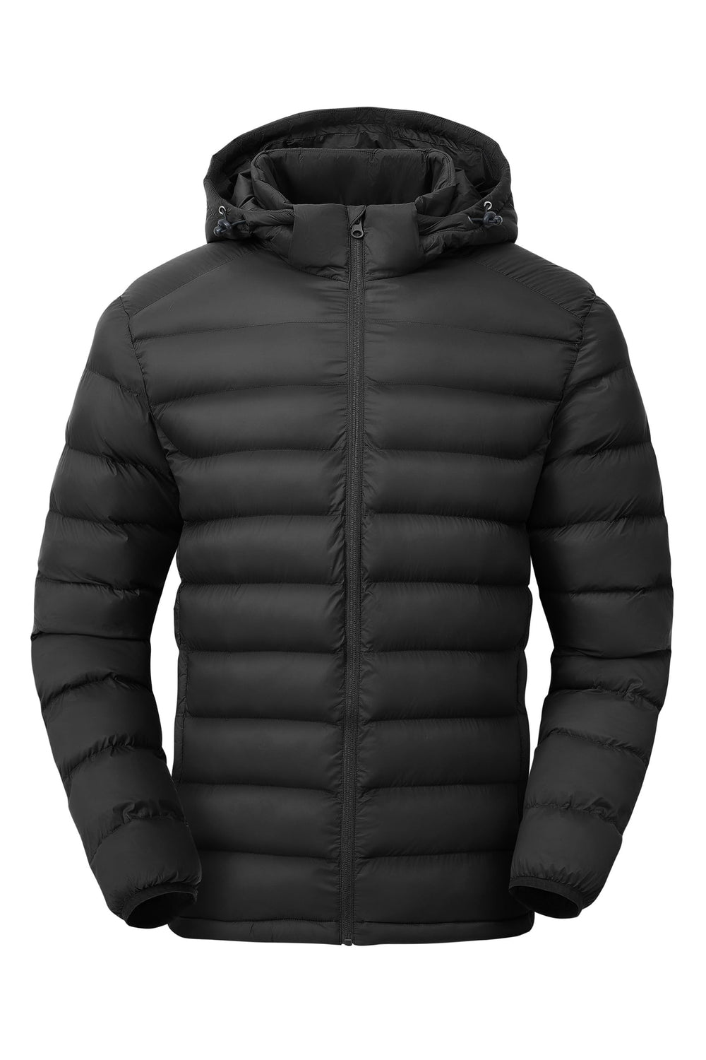 Gopune men's lightweight puffer jacket front view showing sleek silhouette for winter warmth.