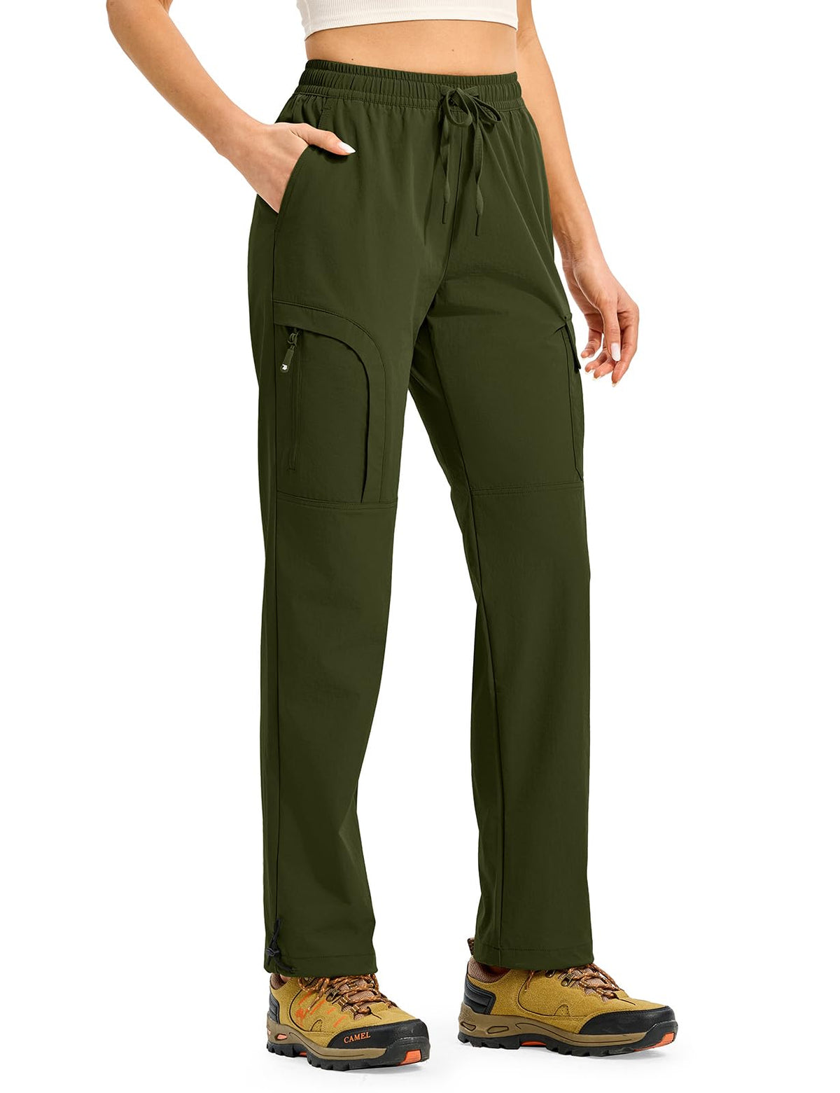 Gopune women's hiking cargo pants front view highlight lightweight quick-dry fabric for outdoor comfort