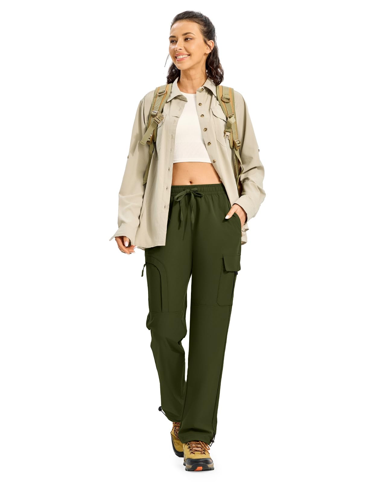 Gopune women's hiking cargo pants quick-dry fabric keeps you comfortable after rain or sweat