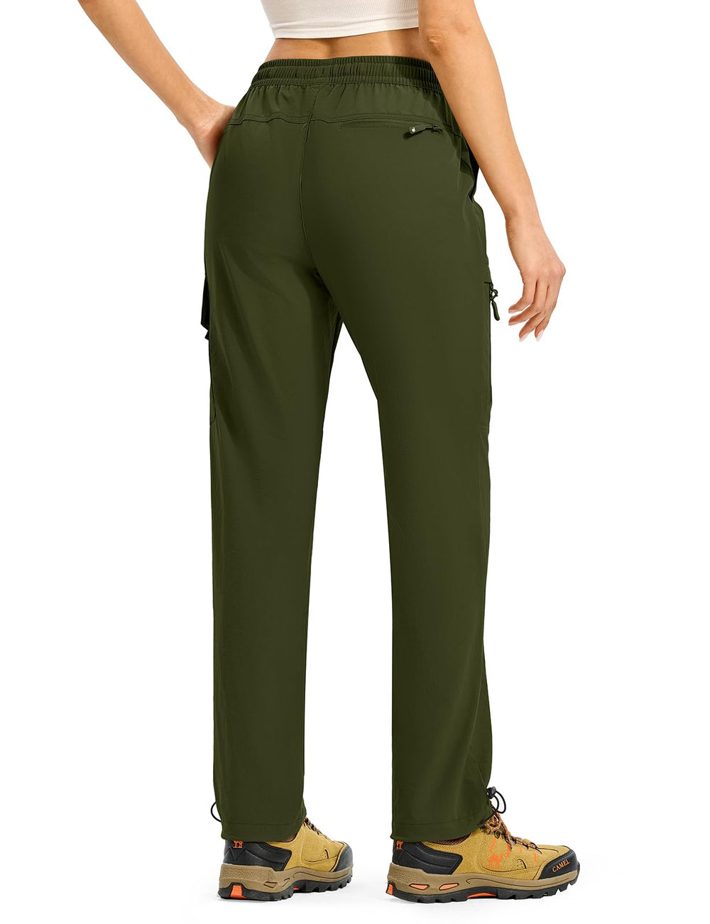 Gopune women's hiking cargo pants side pocket shows secure storage for essentials