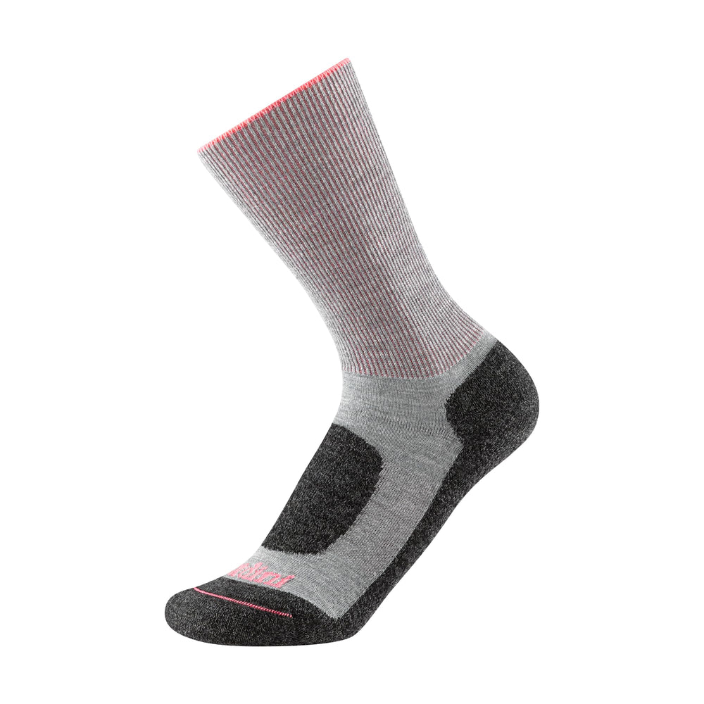 Gordini Equinox midweight hike sock texture in grey-pink for warmth and durability.
