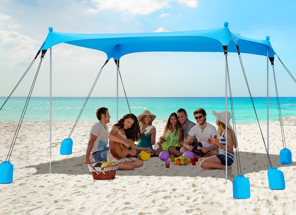 Gorich beach tent with 8 sandbags provides windproof stability on breezy beach days