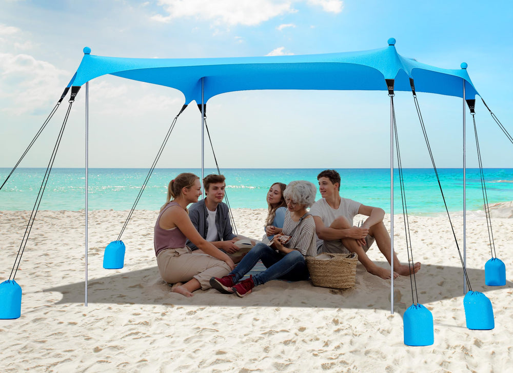 Gorich beach tent with 8 sandbags offers wind-stable shade