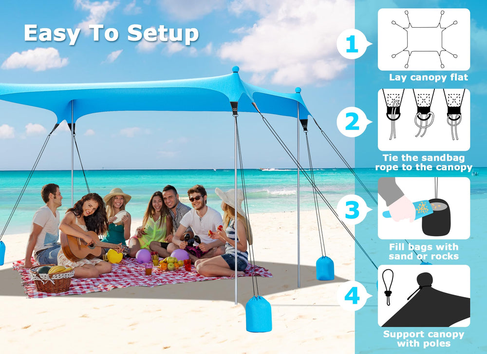 Gorich accessories include sand shovels and stakes for secure anchoring