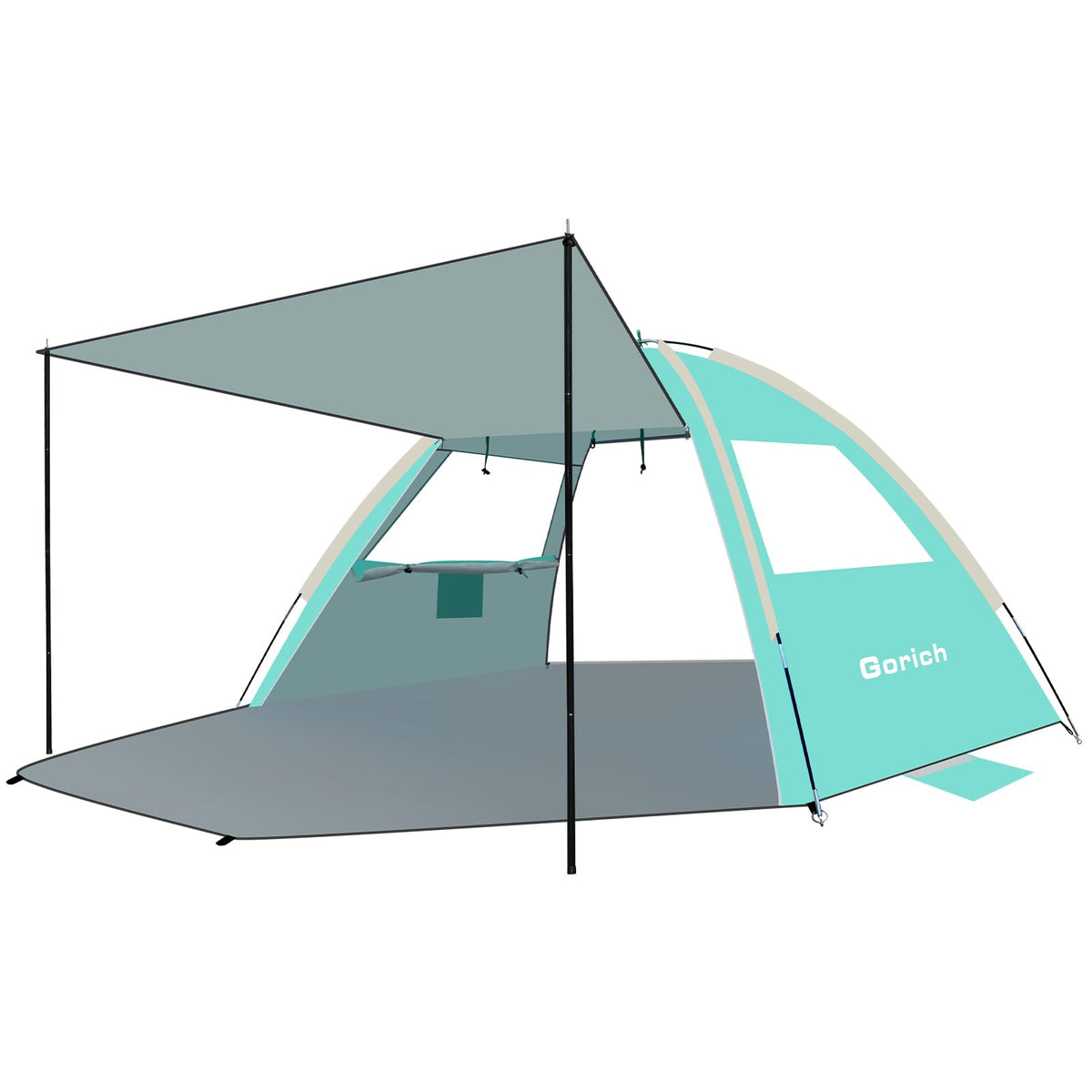 Gorich beach tent canopy setup enables quick, stress-free shade on sunny days.