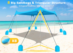 Gorich beach tent shows easy pop-up setup for quick shade at a family outing.