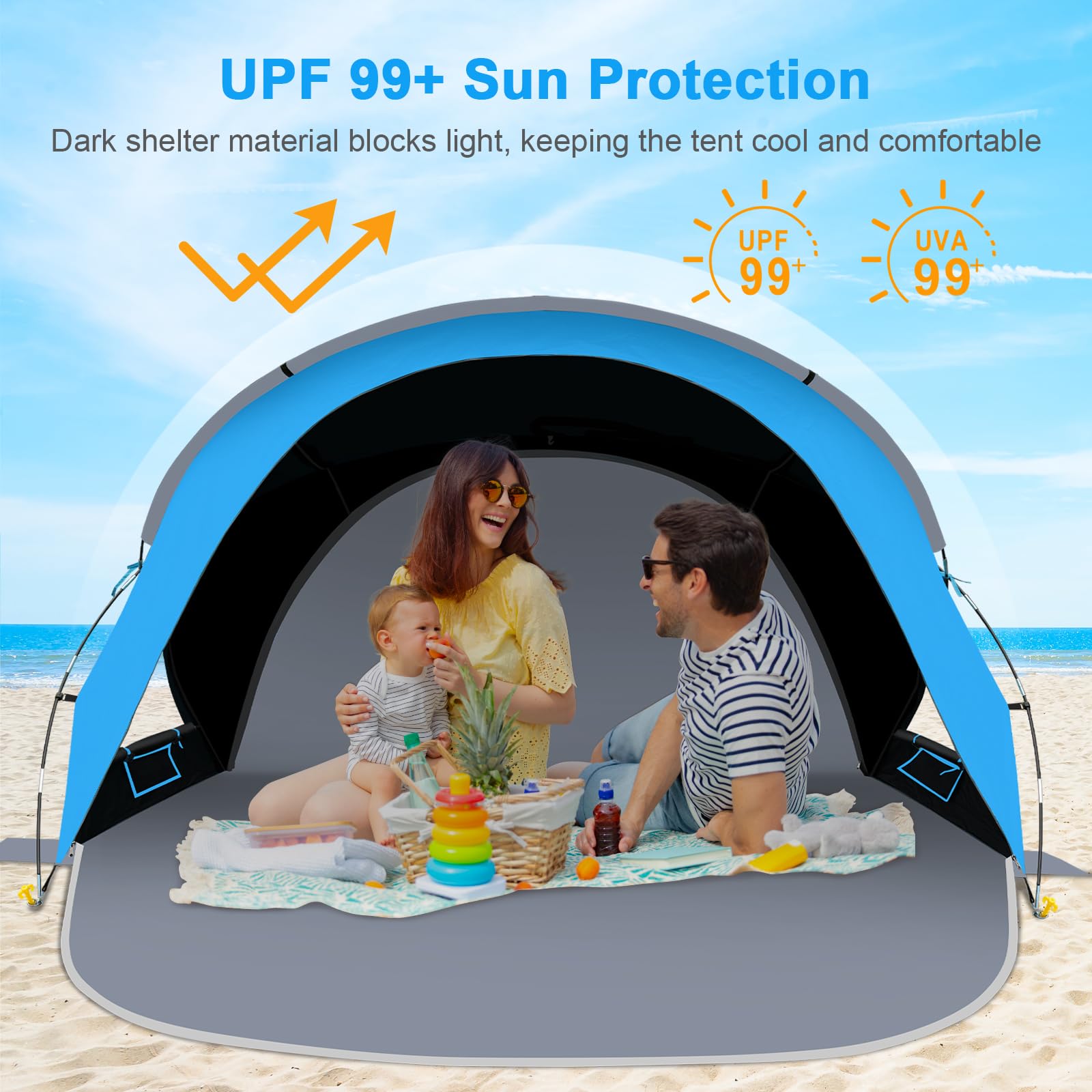 Gorich beach tent demonstrates easy setup and compact portability