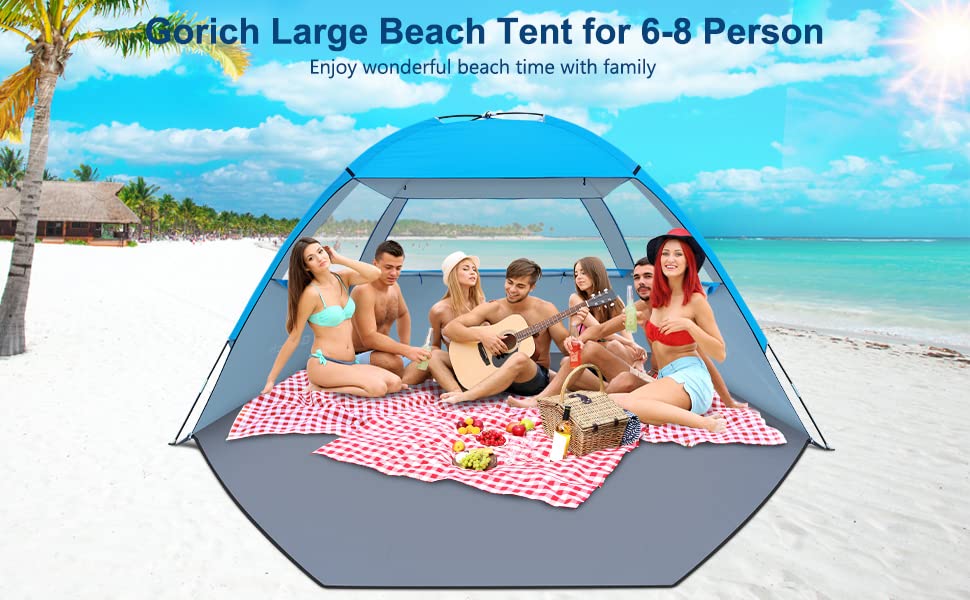 Gorich Beach Tent floor-extension offers extra space for activities.