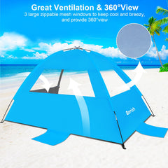 Gorich Beach Tent foldable portability for easy carry in a compact case.