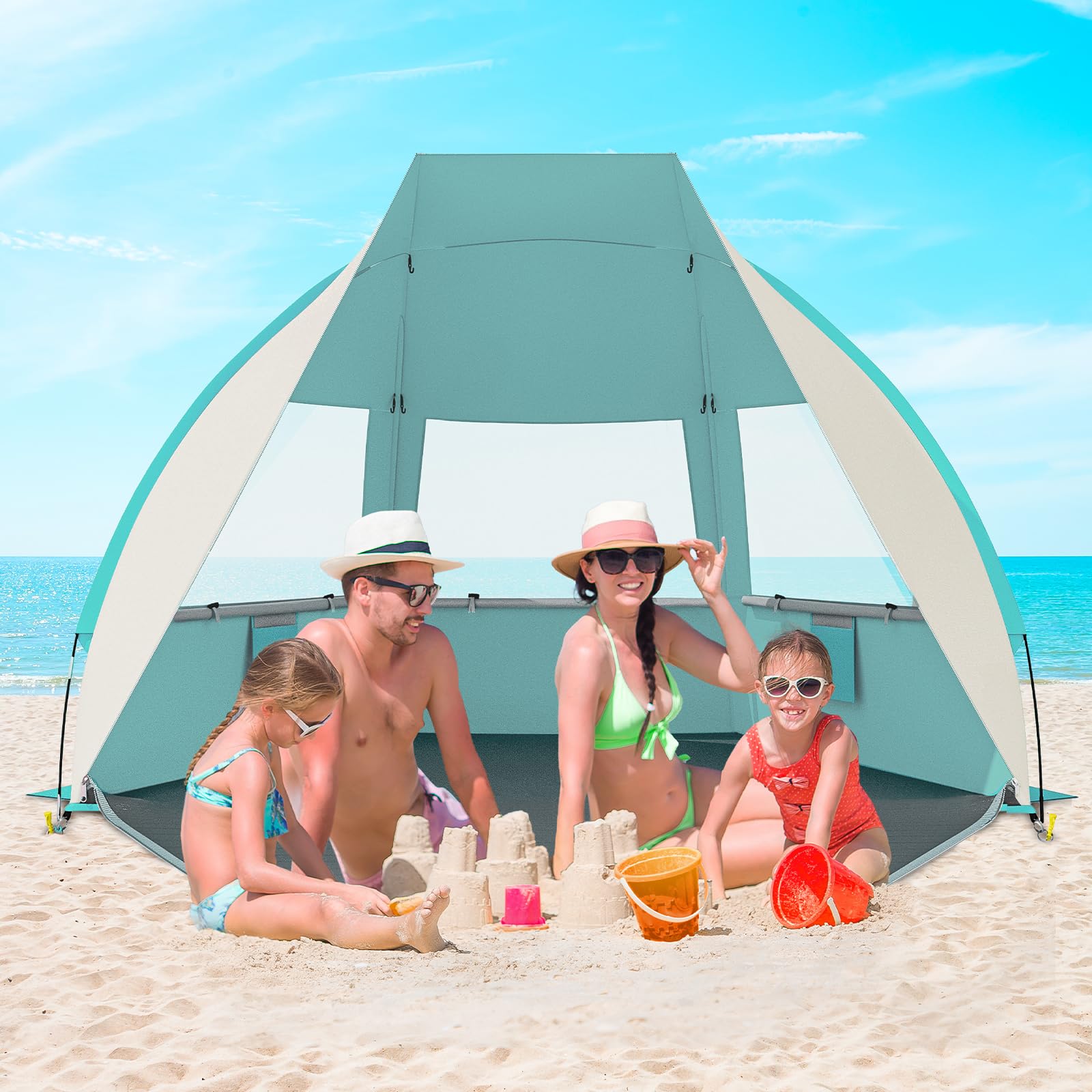 Gorich tent supports privacy with roll-up curtains and a zip front door