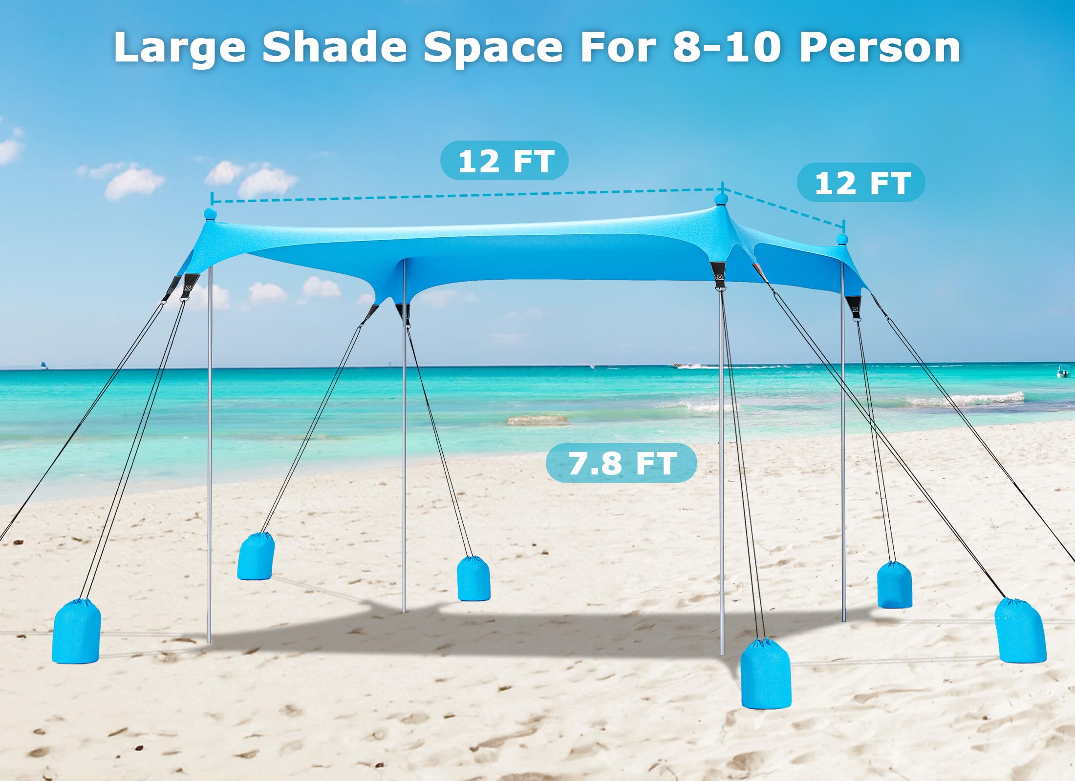 Gorich beach canopy in use outdoors offering expansive shade