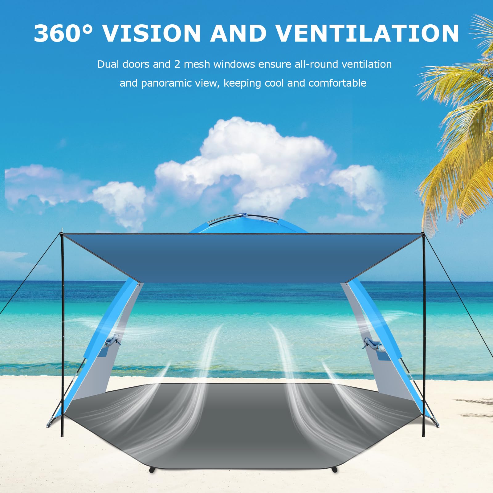 Gorich Beach Tent mesh windows promoting airflow and cooling