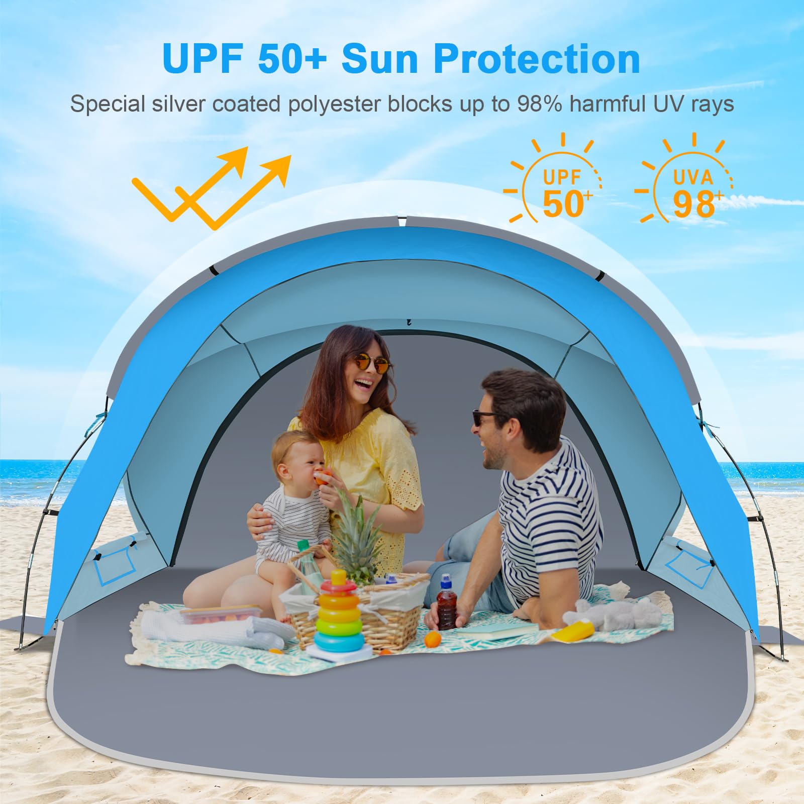 Gorich beach tent folded compact for easy packing and transport