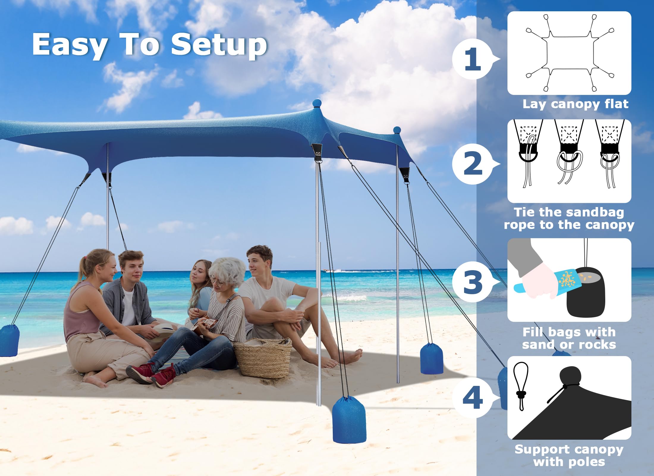 Gorich Beach Tent folds into compact carry bag for easy travel.