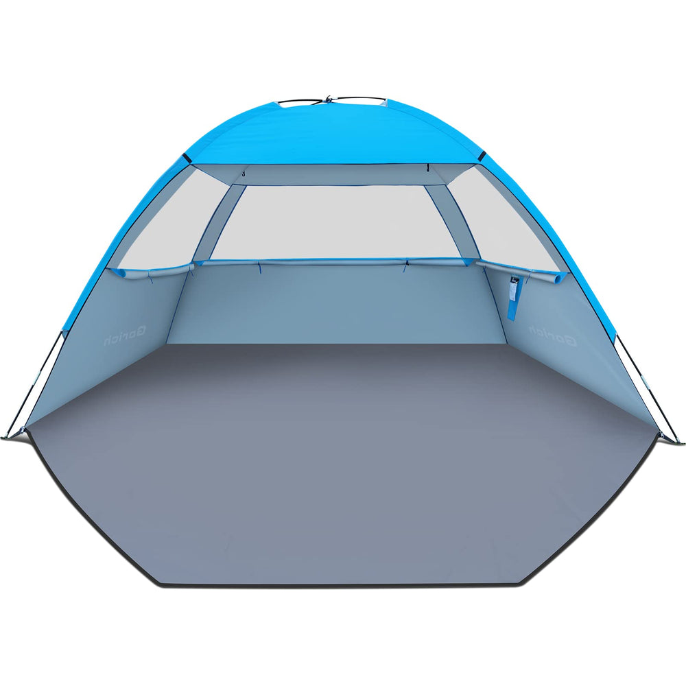 Gorich Beach Tent setup demonstrates quick, family-friendly assembly.