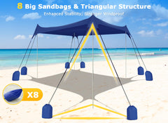 Gorich windproof setup shows reinforced poles ensuring sturdy shade in breezy conditions.