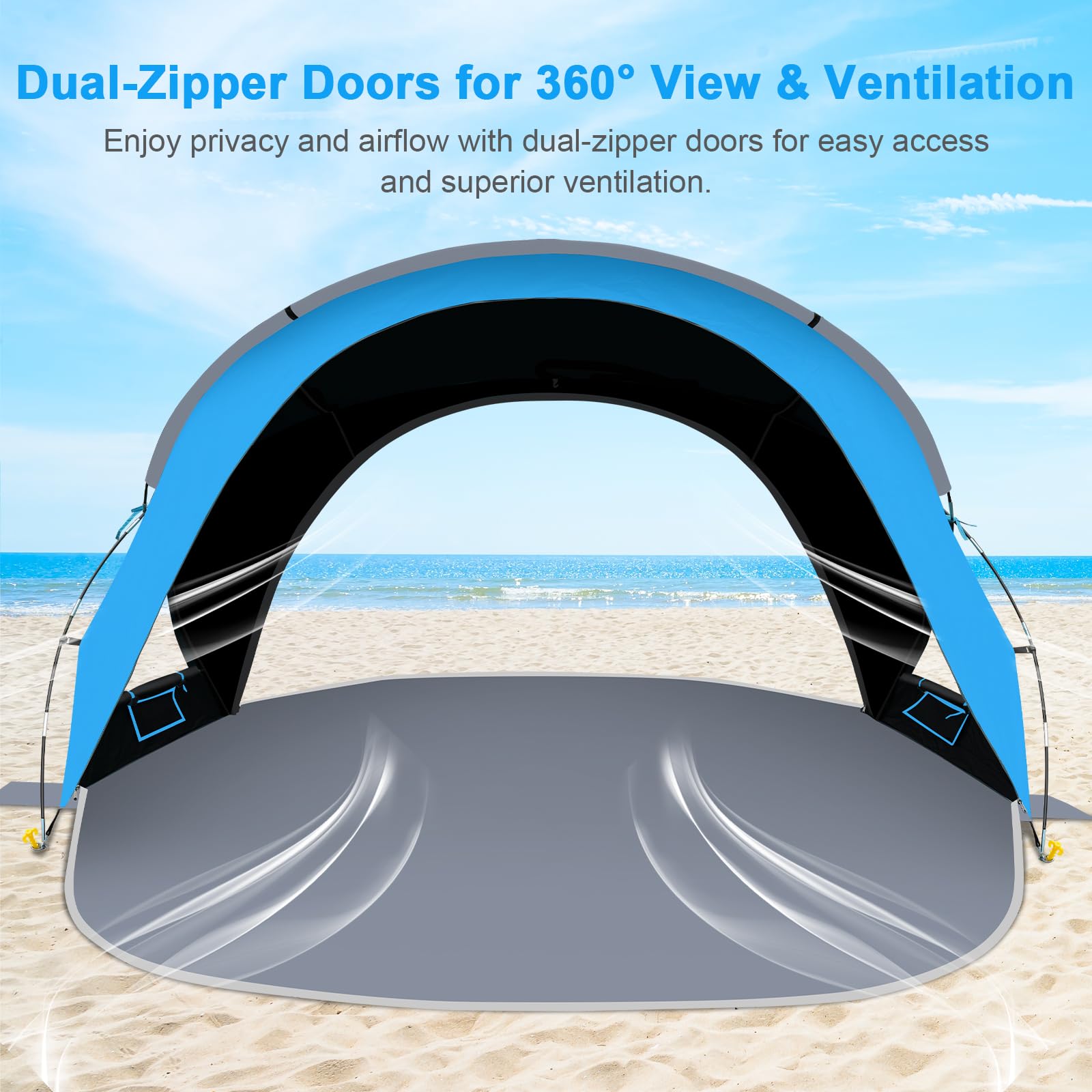 Gorich beach tent with UPF protection shading sun for family