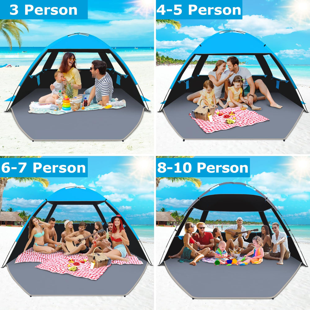 Gorich Beach Tent ventilated design with mesh windows for cool airflow.
