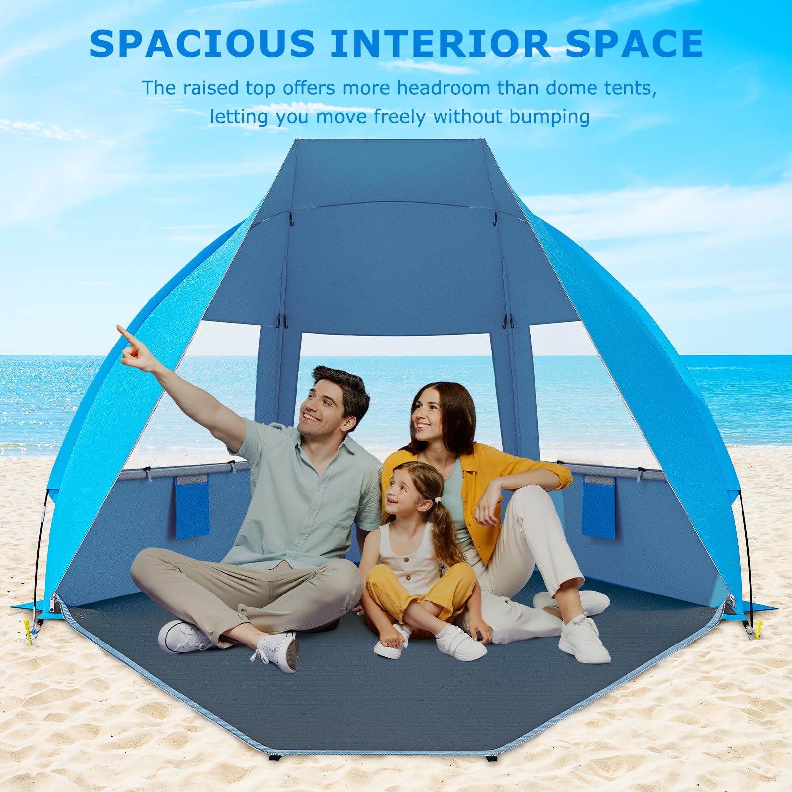 Gorich beach tent windows provide airflow for cooling