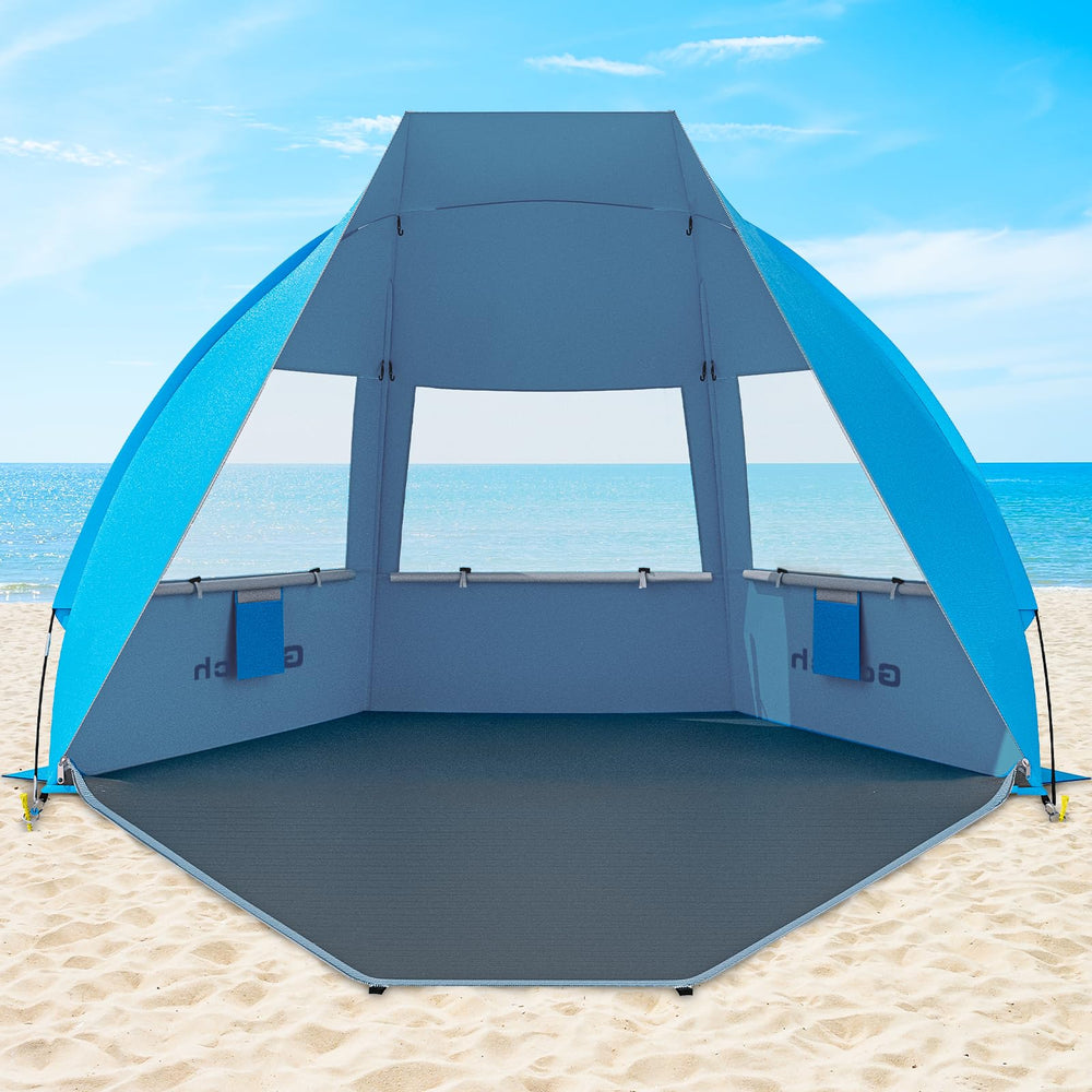Gorich portable beach tent folded compactly for easy transport and storage