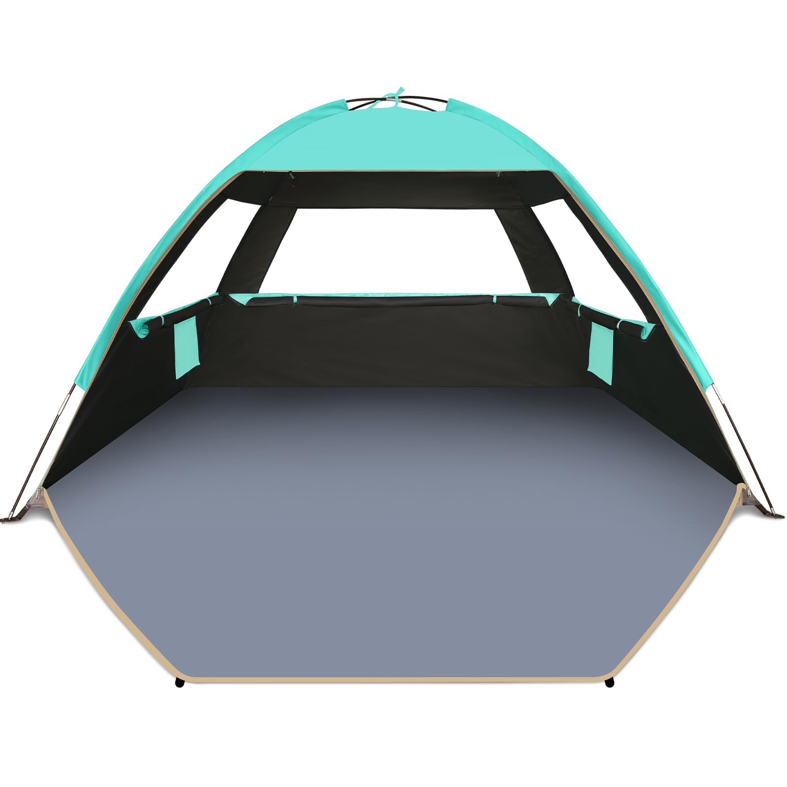 Gorich Sun Shelter frame assembly shows sturdy fiberglass supports for stable setup.