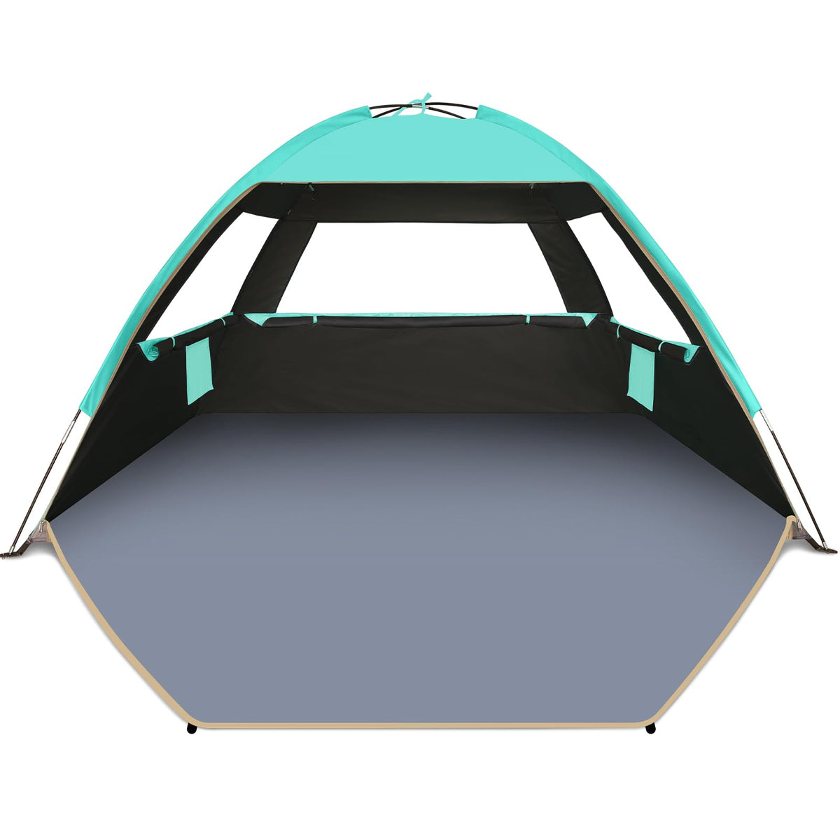 Gorich Sun Shelter frame assembly shows sturdy fiberglass supports for stable setup.