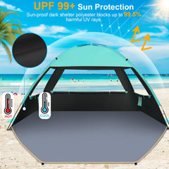 Gorich Sun Shelter interior space demonstrates roomy area for seating and relaxing.