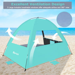 Gorich Sun Shelter portable fold design fits compactly in bags for travel.