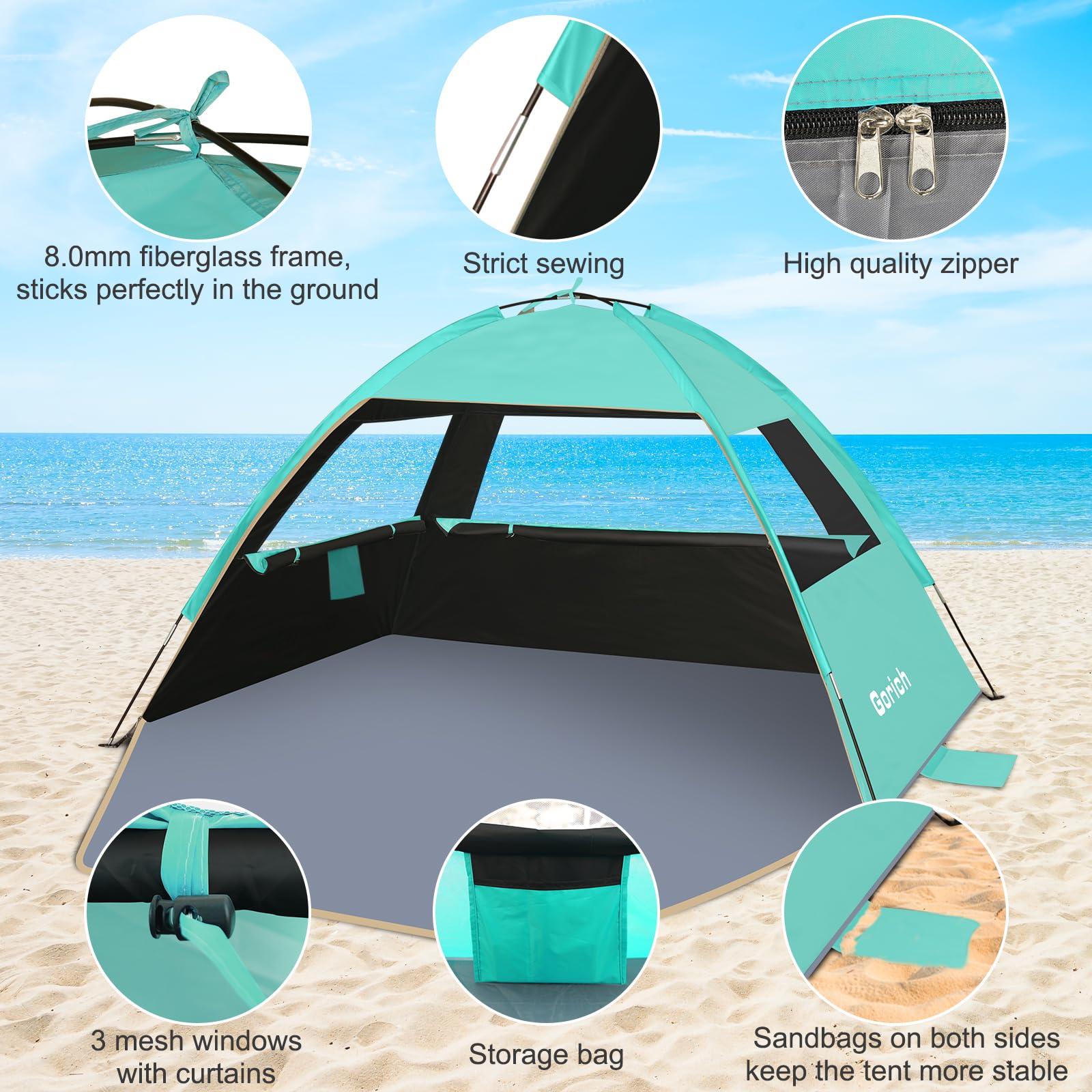 Gorich Sun Shelter privacy curtains offer personal space during outdoor outings.