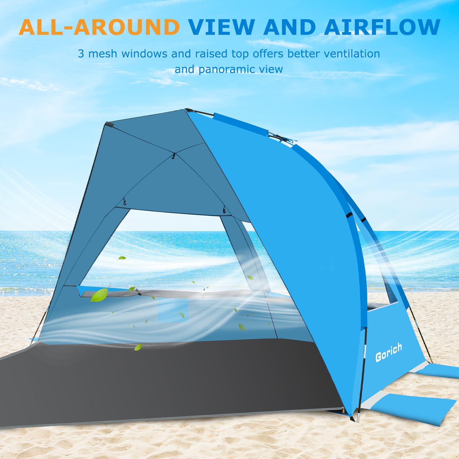 Gorich tent fabric with UPF 50+ blocks UV rays for safer sun time