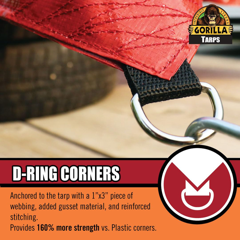 GORILLA tarp reinforced hem ensures tear resistance for rugged setups.