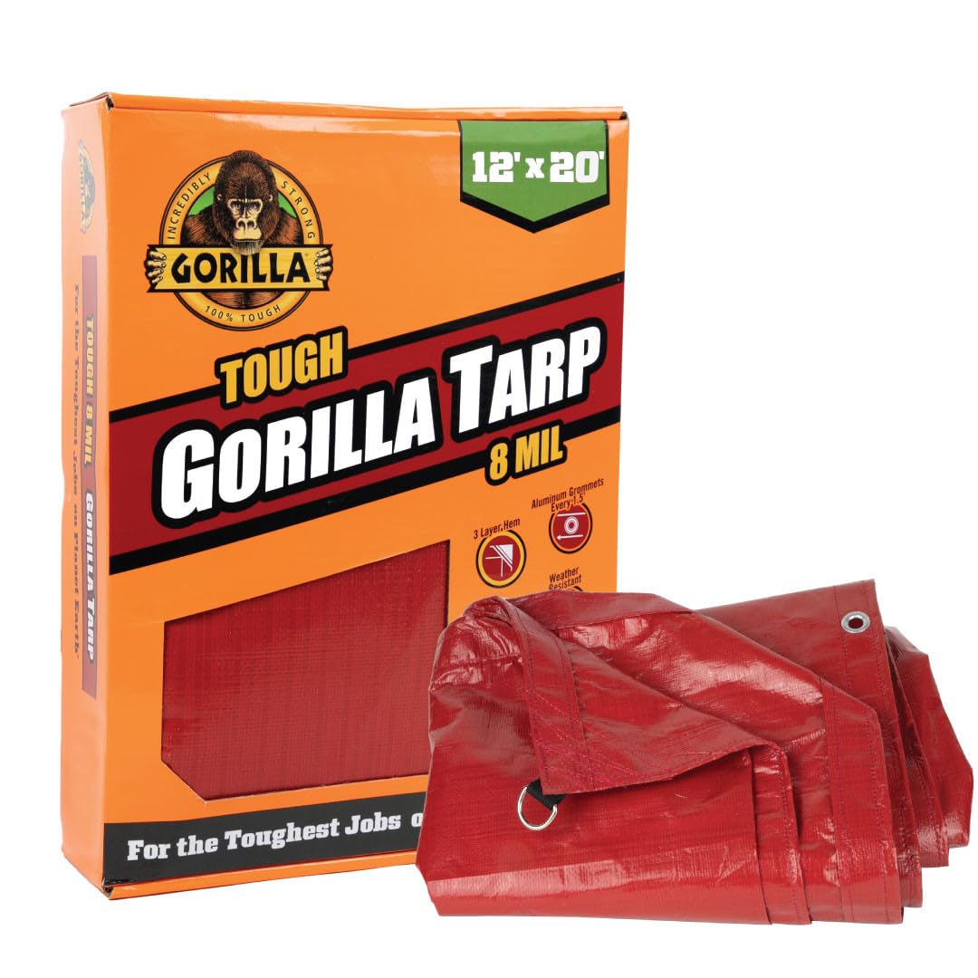 Gorilla Tough Tarp 12x20 outdoor cover protects gear from rain and sun