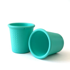 GoSili Silicone Cups Sea, two 8 oz cups on counter, sturdy non-glass option for daily drinks