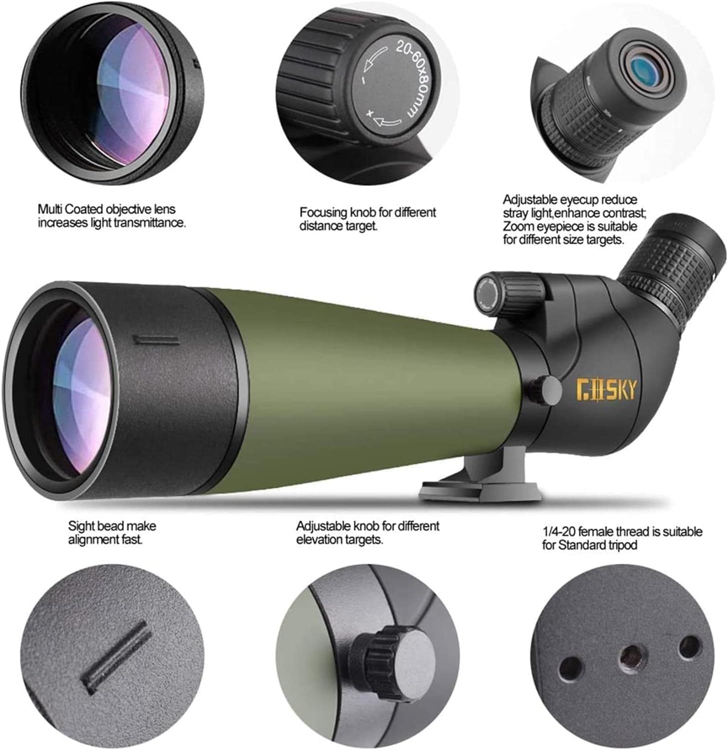Gosky waterproof O-ring seals protect optics from rain and dust.